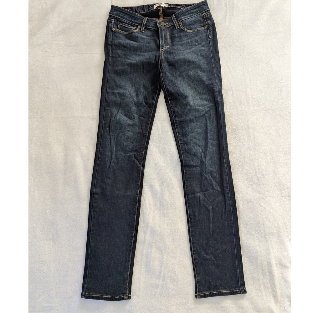 Paige Skyline Skinny Jeans Dark Indigo Stretch Mid Rise Sz 28 Designer Denim